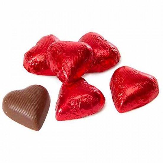 Red Foiled Milk Chocolate Heart: 1kg Bag Red Foiled Milk Chocolate Heart: 1kg Bag