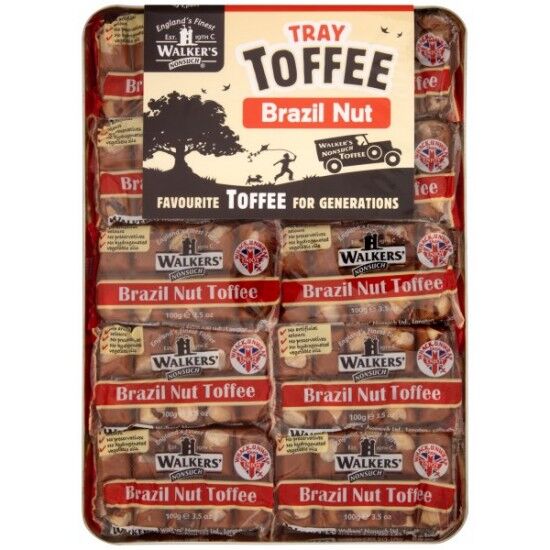 Walkers Brazil Nut Toffee Bar: 10-Piece Tray Walkers Brazil Nut Toffee Bar: 10-Piece Tray