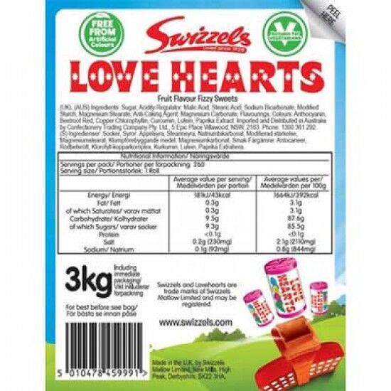 Swizzels Love Hearts Mini Rolls 3kg Swizzels Love Hearts Mini Rolls 3kg